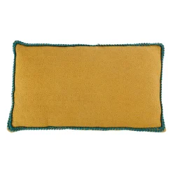 Housse de coussin en coton moutarde et emeraude 50x30cm - Seguia