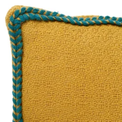 Housse de coussin en coton moutarde et emeraude 50x30cm - Seguia