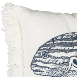 Housse de coussin en coton poisson bleu marine 50x30cm - Bord De Mer