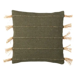 Housse de coussin en coton et jute Kaki 45x45cm - Kolore