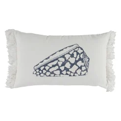 Housse de coussin en coton cauri bleu marine 50x30cm - Bord De Mer
