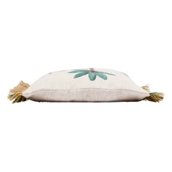Housse de coussin en coton et jute vert et écru 45x45cm - Patchuca