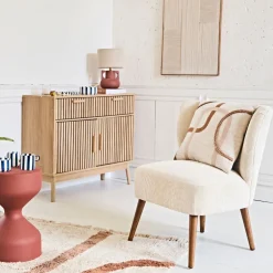 Housse de coussin en coton écru et terracotta 45x45cm - Organic