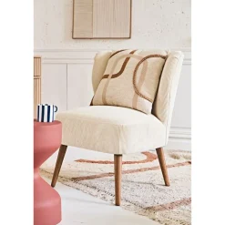 Housse de coussin en coton écru et terracotta 45x45cm - Organic