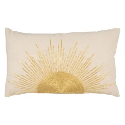 Housse de coussin en coton et lin blanc 50x30cm - Soleil