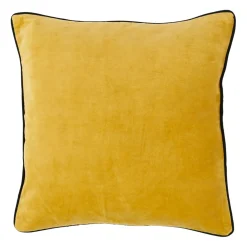 Housse de coussin en velours de coton moutarde 45x45cm - Velvetin