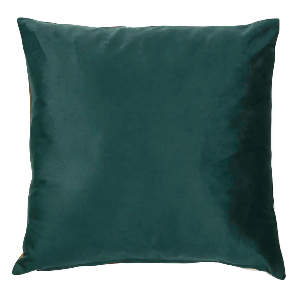 Housse de coussin en velours émeraude et camel 45x45cm - Mocoa