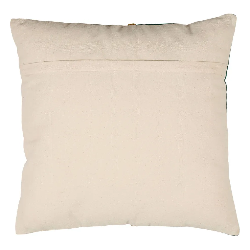 Housse de coussin en velours coton émeraude et écru 45x45cm - Neo