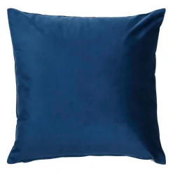 Housse de coussin en velours bleu et camel 45x45cm - Mocoa