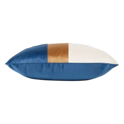 Housse de coussin en velours bleu et camel 45x45cm - Mocoa