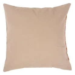 Housse de coussin en velours coton rayé écru et terracotta 45x45cm - Klosen