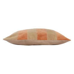 Housse de coussin en velours coton rayé écru et terracotta 45x45cm - Klosen