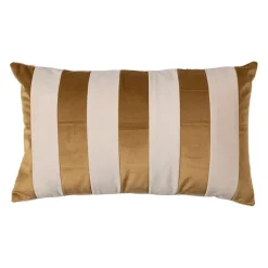 Housse de coussin en velours rayé camel et nude 50x30cm - Klosen
