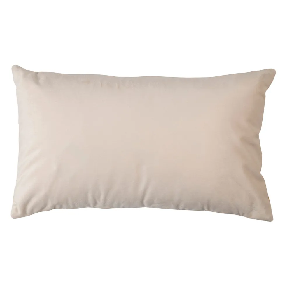 Housse de coussin en velours rayé camel et nude 50x30cm - Klosen
