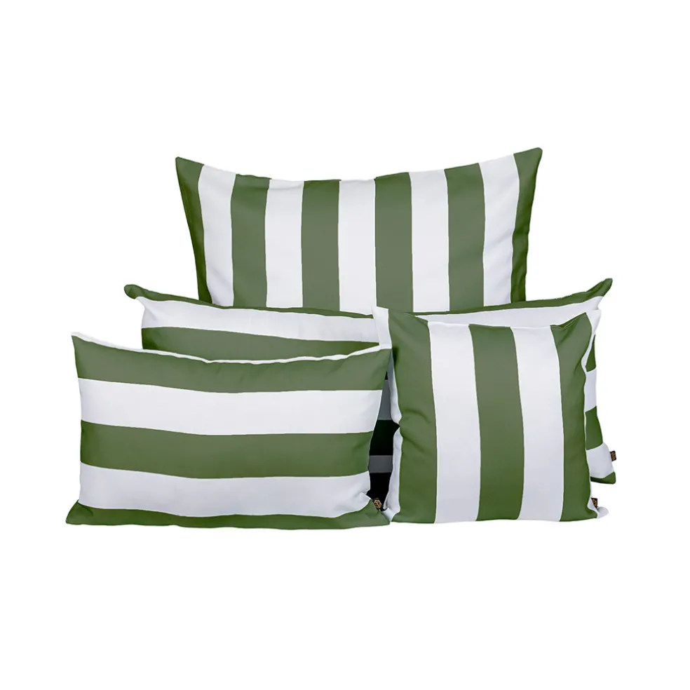 Housse de coussin extérieur rayée kaki 80x80cm - Riviera