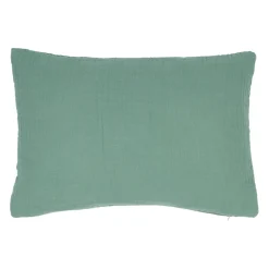 Housse de coussin famille en gaze de coton sauge 50x35cm