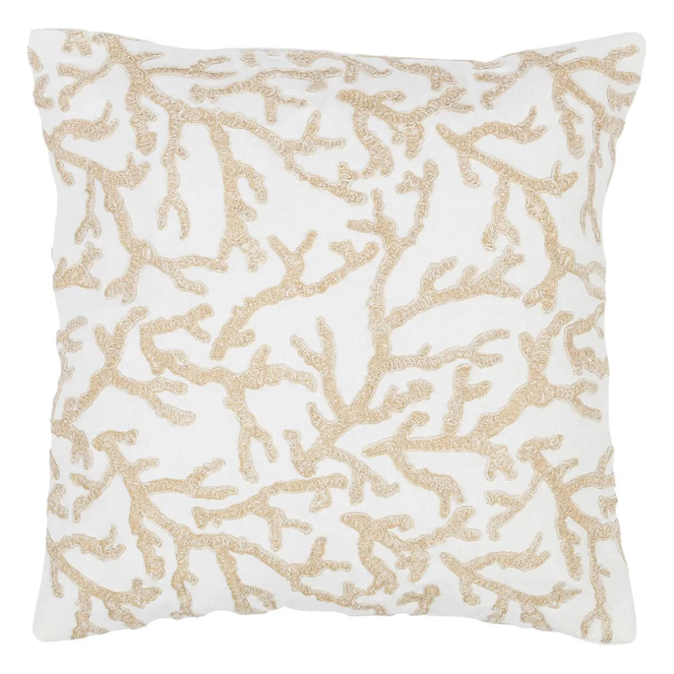 Housse de coussin motif coreil blanc et beige 45x45cm - estran