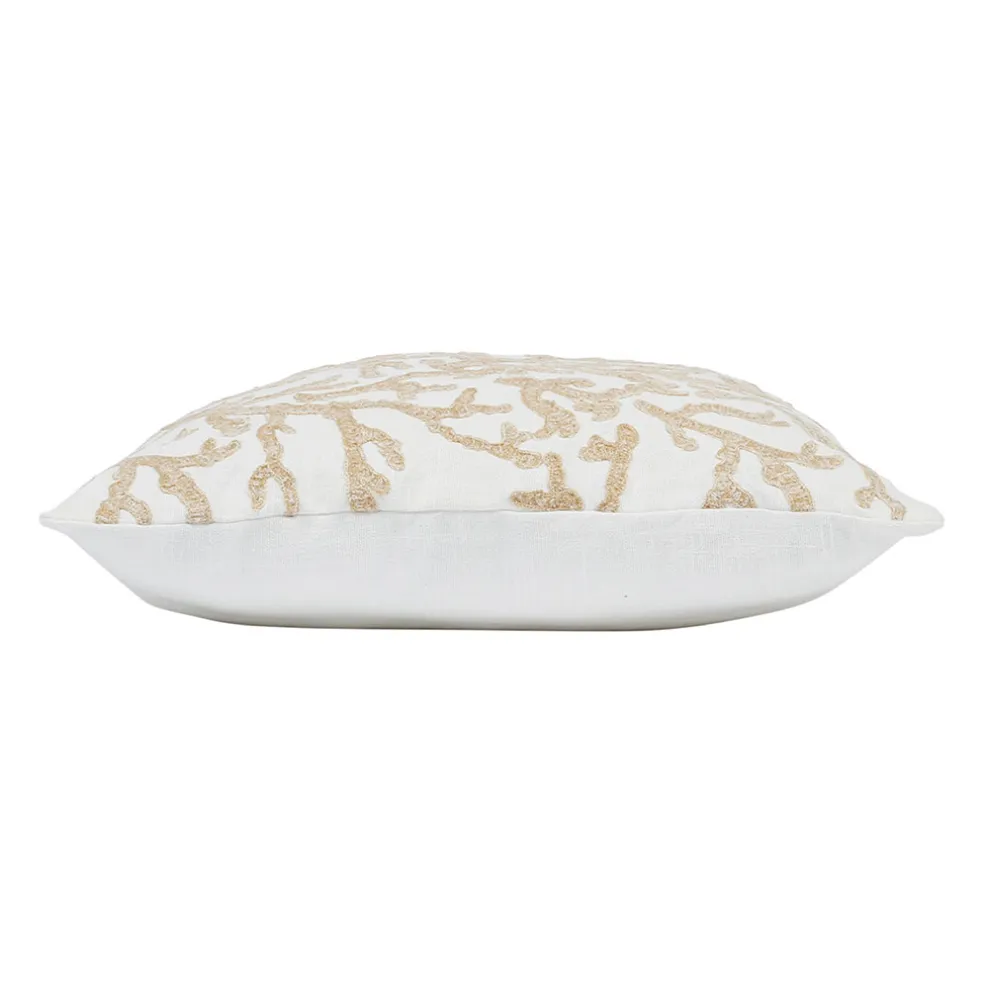 Housse de coussin motif coreil blanc et beige 45x45cm - estran