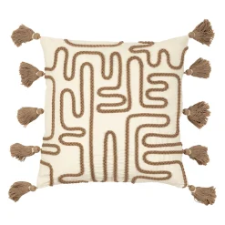 Housse de coussin motif irrégulier écru et taupe 45x45cm -blue sand