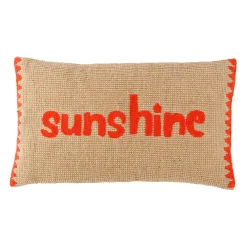 Housse de coussin sunshine en coton et jute naturel corail 50x30cm - Seguia