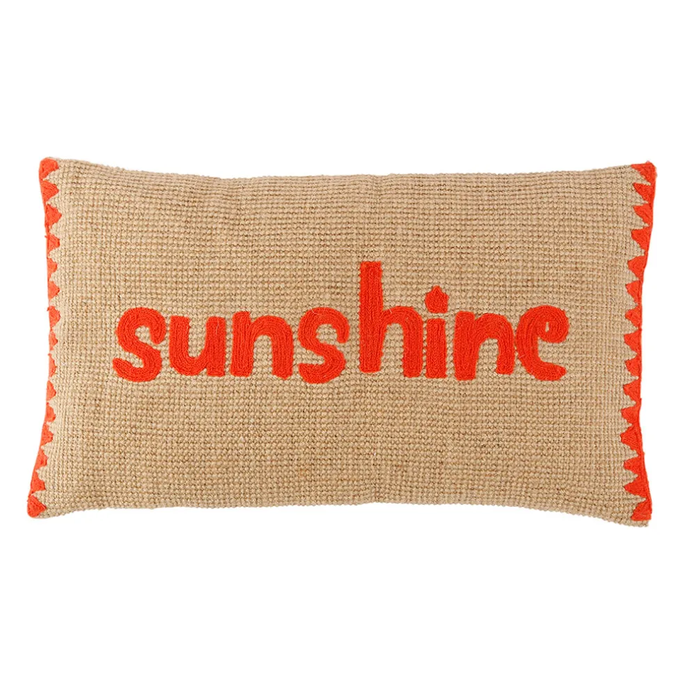 Housse de coussin sunshine en coton et jute naturel corail 50x30cm - Seguia
