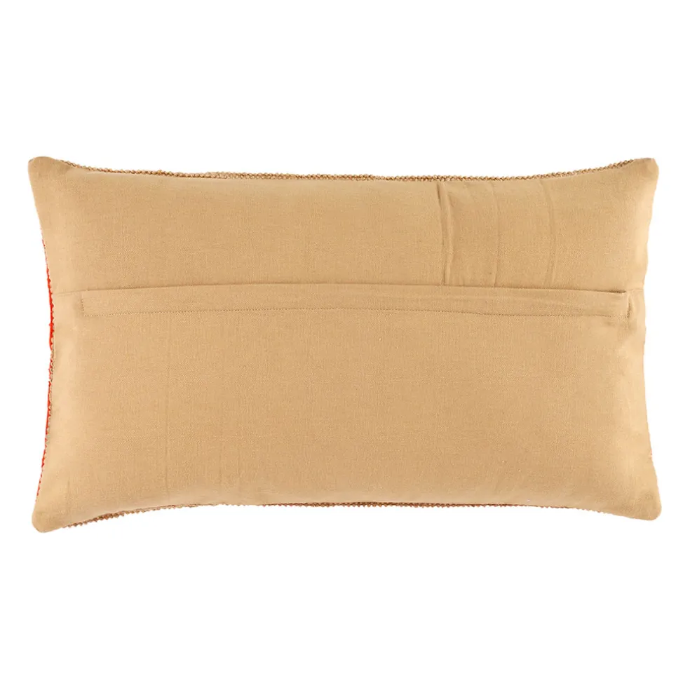 Housse de coussin sunshine en coton et jute naturel corail 50x30cm - Seguia