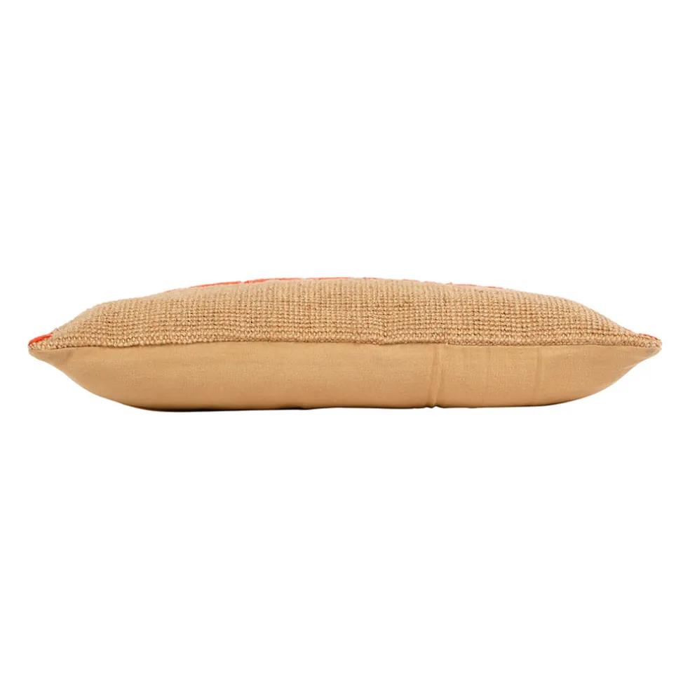 Housse de coussin sunshine en coton et jute naturel corail 50x30cm - Seguia
