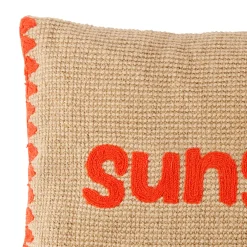 Housse de coussin sunshine en coton et jute naturel corail 50x30cm - Seguia