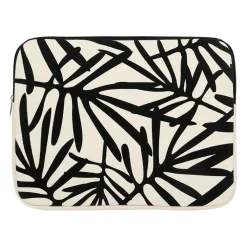 Housse ordinateur 14" arty folk blanc+noir 36x28cm polyester+coton
