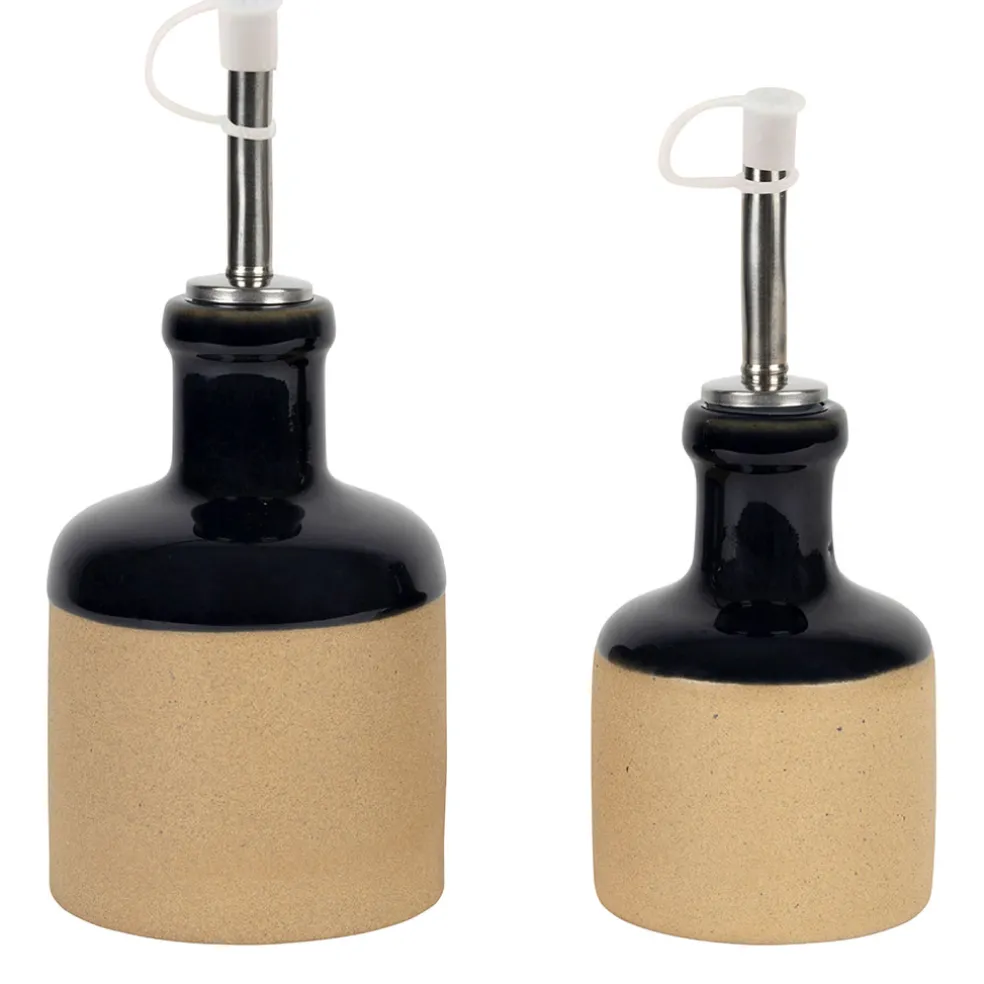 Huilier et vinaigrier en grès bleu marine 27.5cl/17.5cl - Jade