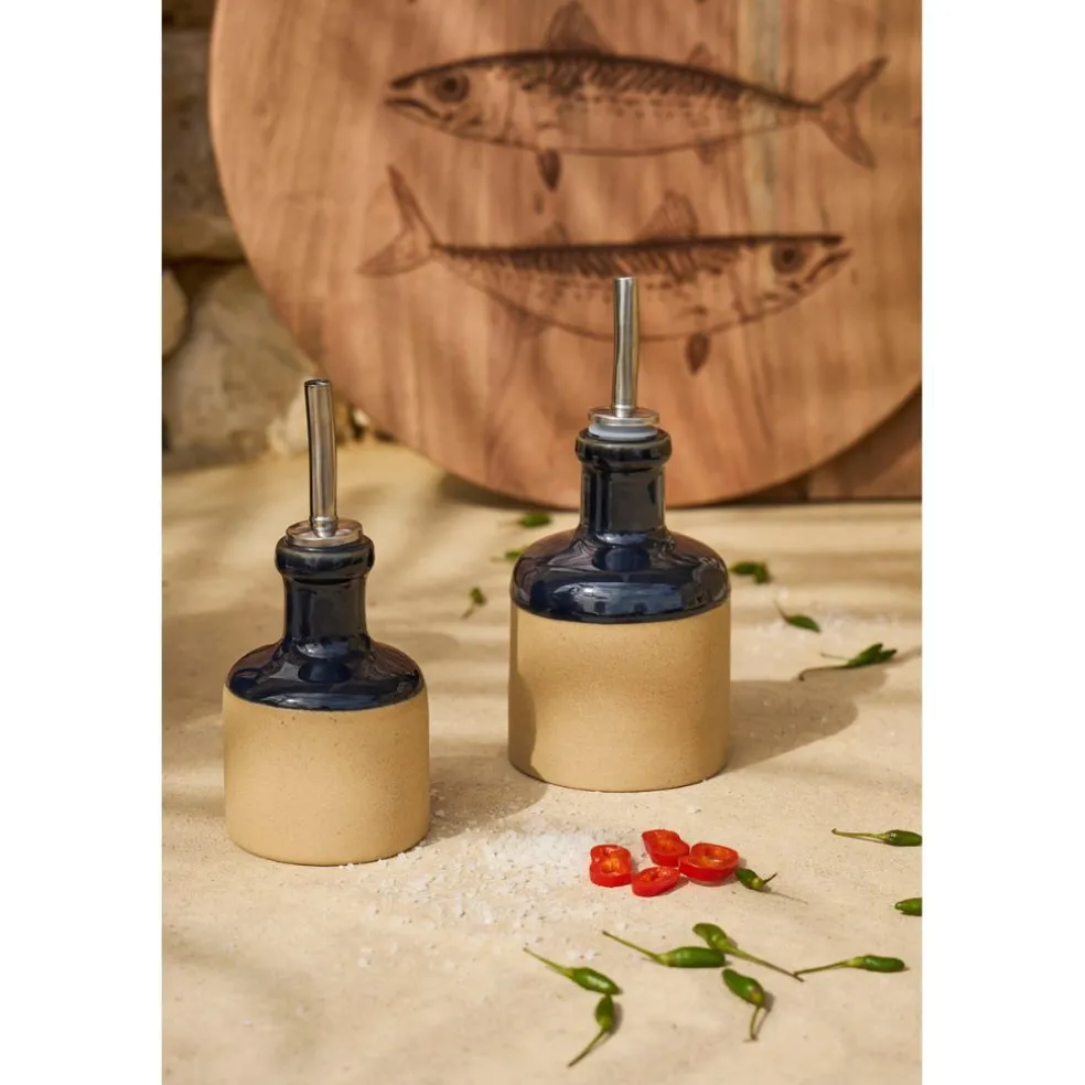 Huilier et vinaigrier en grès bleu marine 27.5cl/17.5cl - Jade