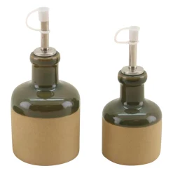 Huilier et vinaigrier en grès kaki 27.5cl/17.5cl - Jade