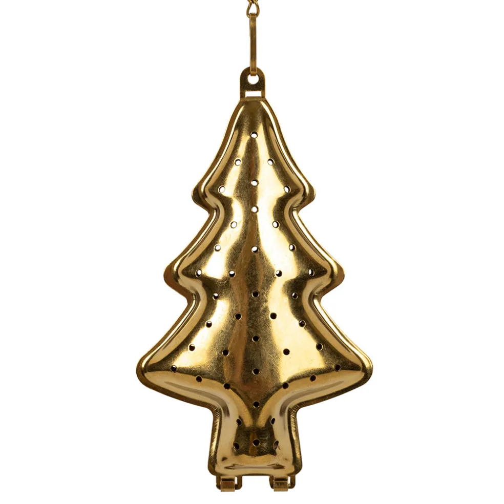 Infuseur avec chaine en inox doré - Sapin