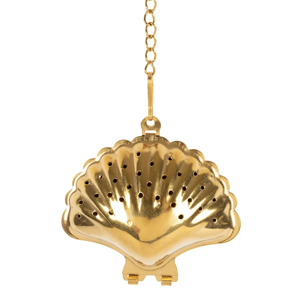 Infuseur de thé avec chaine en inox doré - Coquillage