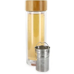 Infuseur en verre double paroi avec bouchon bambou