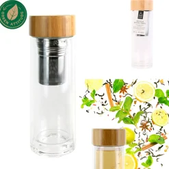 Infuseur en verre double paroi avec bouchon bambou