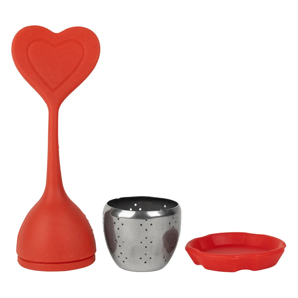 Infuseur thé en inox rouge - Coeur