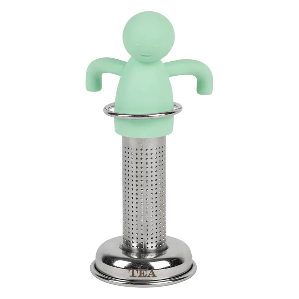 Infuseur thé en inox vert d'eau - Bonhomme