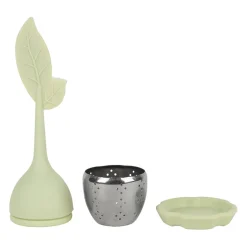 Infuseur thé en inox vert d'eau - Feuille