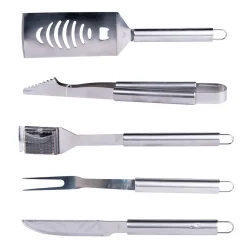 Kit Barbecue 5 ustensiles en inox argenté