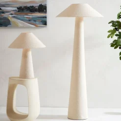 Lampadaire en fer et coton blanc cassé h120cm - Calypsa