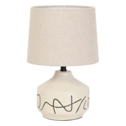 Lampe en porcelaine et lin h33cm beige - visionnary