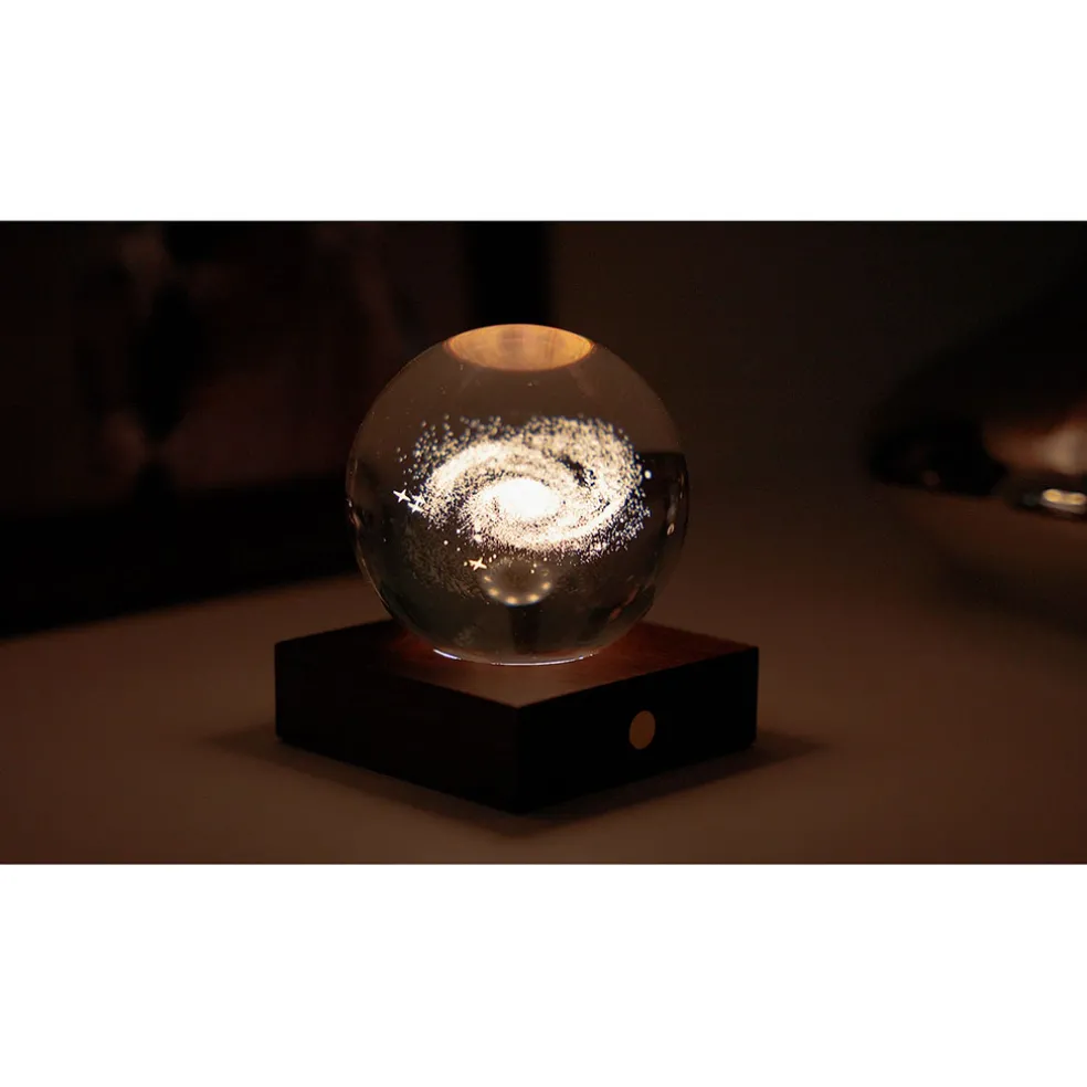 Lampe boule de cristal 3D galaxie