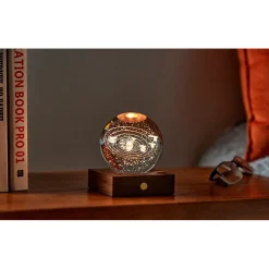 Lampe boule de cristal 3D système solaire