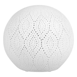 Lampe boule dentelle blanche en porcelaine