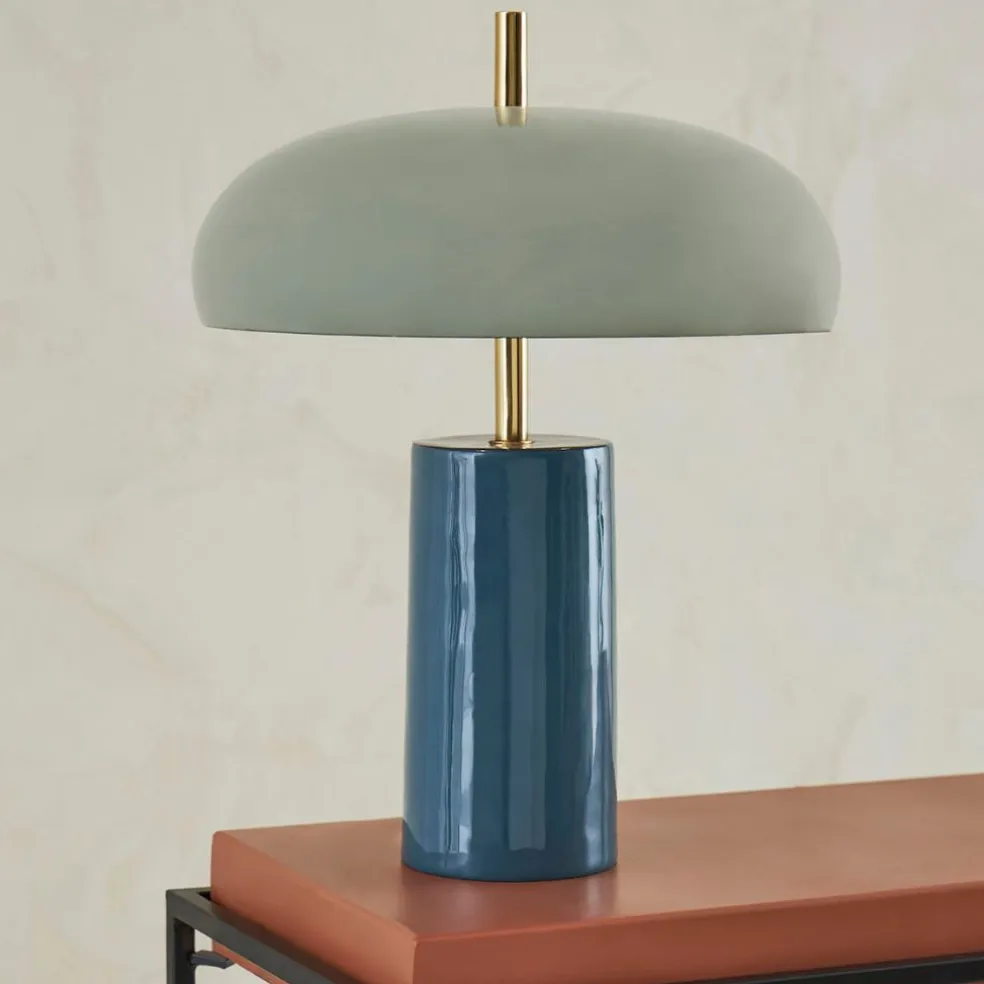 Lampe champignon en fer bleu d30xh40cm - Arty