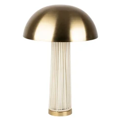 Lampe champignon en fer et nylon h58cm blanc et doré - Champart