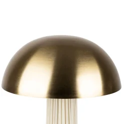 Lampe champignon en fer et nylon h58cm blanc et doré - Champart
