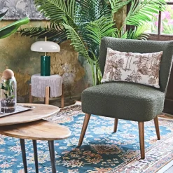 Lampe champignon en fer émeraude et écru h40cm - Arty