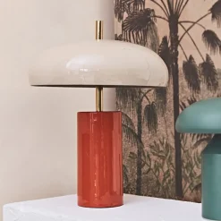 Lampe champignon en fer orange d30xh40cm - Arty